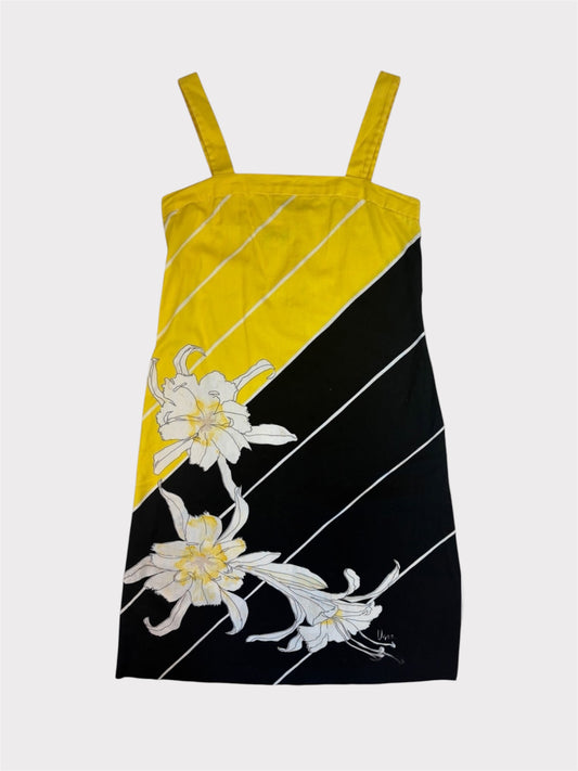 Yellow & Black Colour Block Dress, Size 10