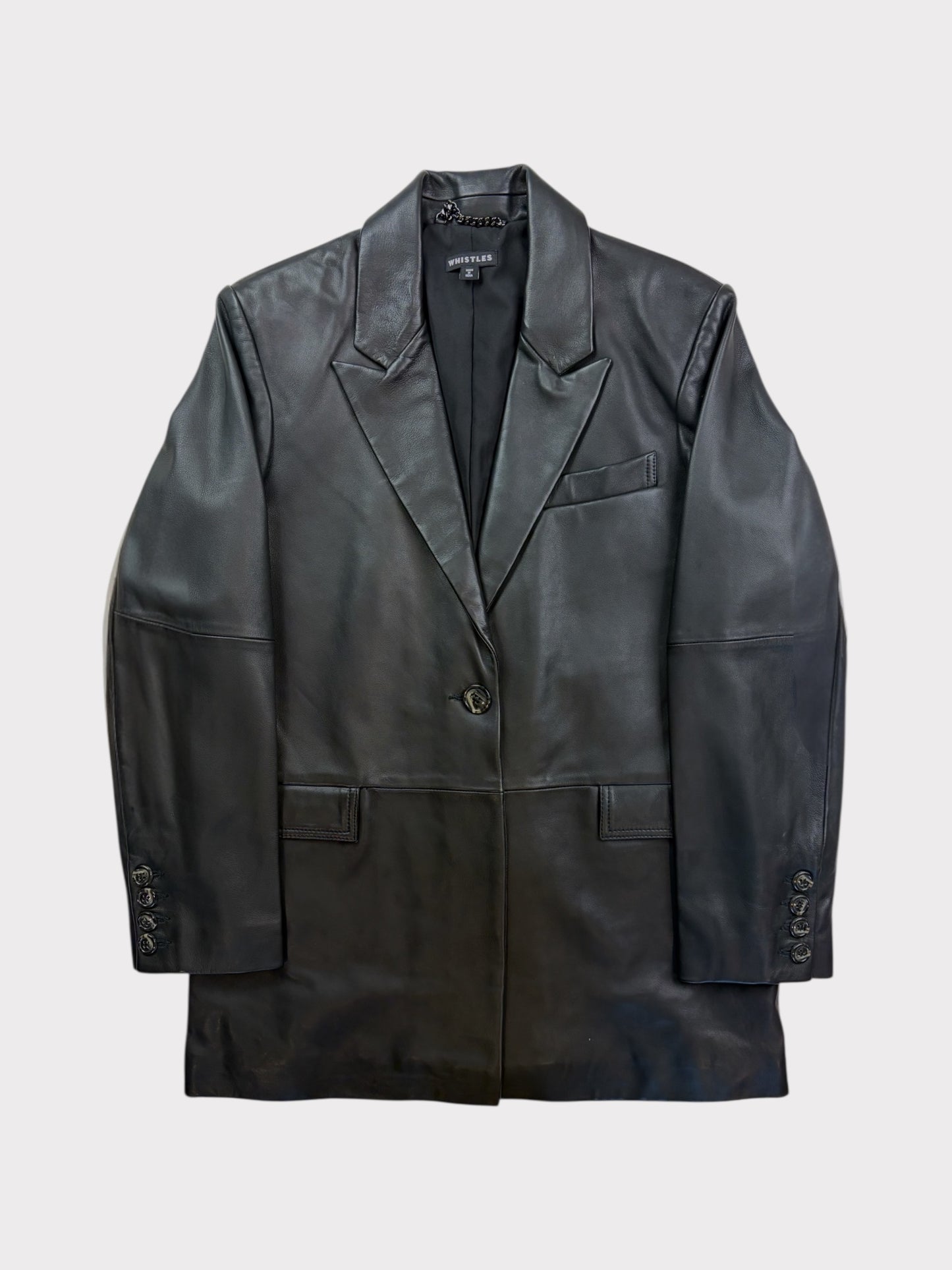 Whistles Leather Blazer, Size S. Fits a overiszed fit on a size 8 or a size 10