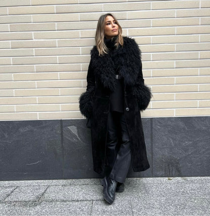 Oasis Suede and Shearling Coat, Size 10. Fits a size 8 or 10