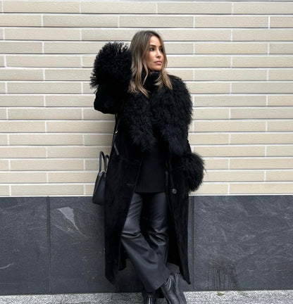 Oasis Suede and Shearling Coat, Size 10. Fits a size 8 or 10