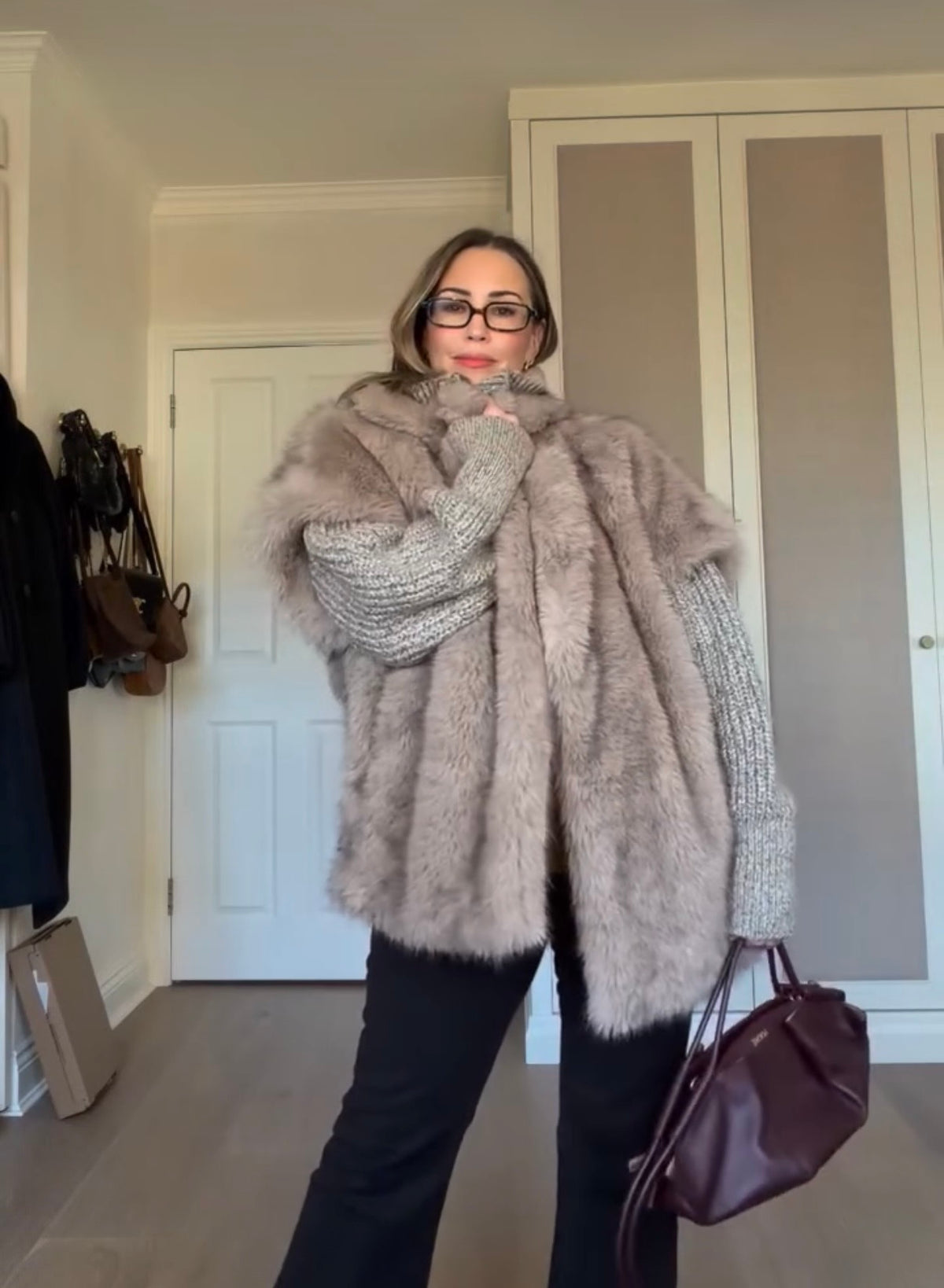 Zara Oversized Faux Fur Gilet, Size S. Fits a size 10 or 12 too