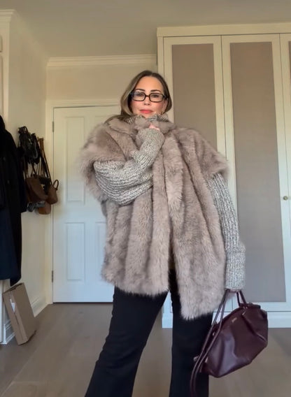 Zara Oversized Faux Fur Gilet, Size S. Fits a size 10 or 12 too