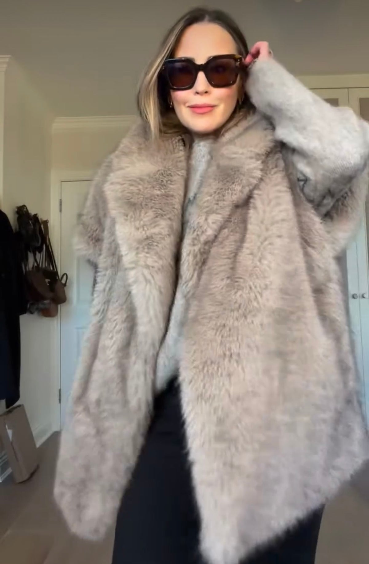 Zara Oversized Faux Fur Gilet, Size S. Fits a size 10 or 12 too
