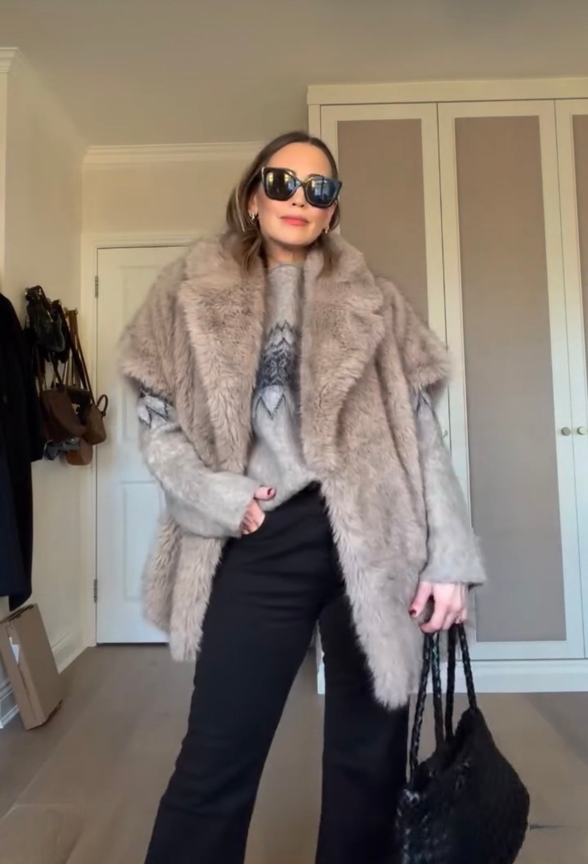 Zara Oversized Faux Fur Gilet, Size S. Fits a size 10 or 12 too