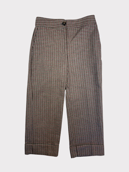 Sezane Wide Leg Check Trousers, Size 42