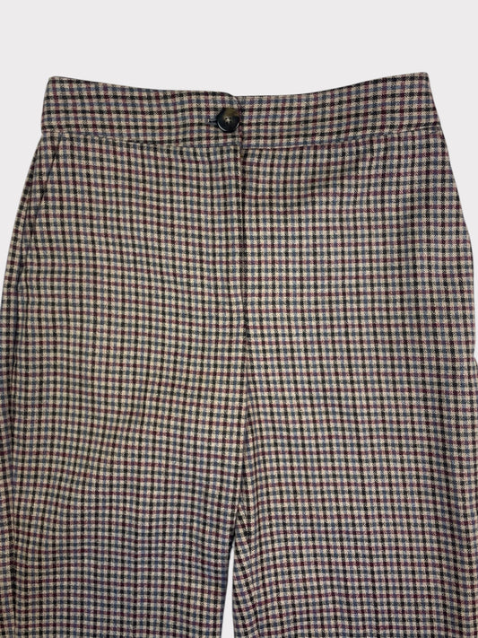 Sezane Wide Leg Check Trousers, Size 42