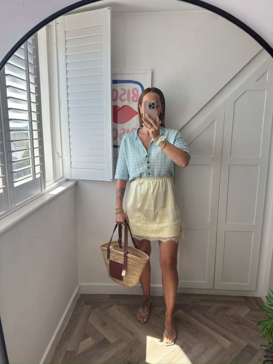 Poetry Check Stitch Top, Size 10