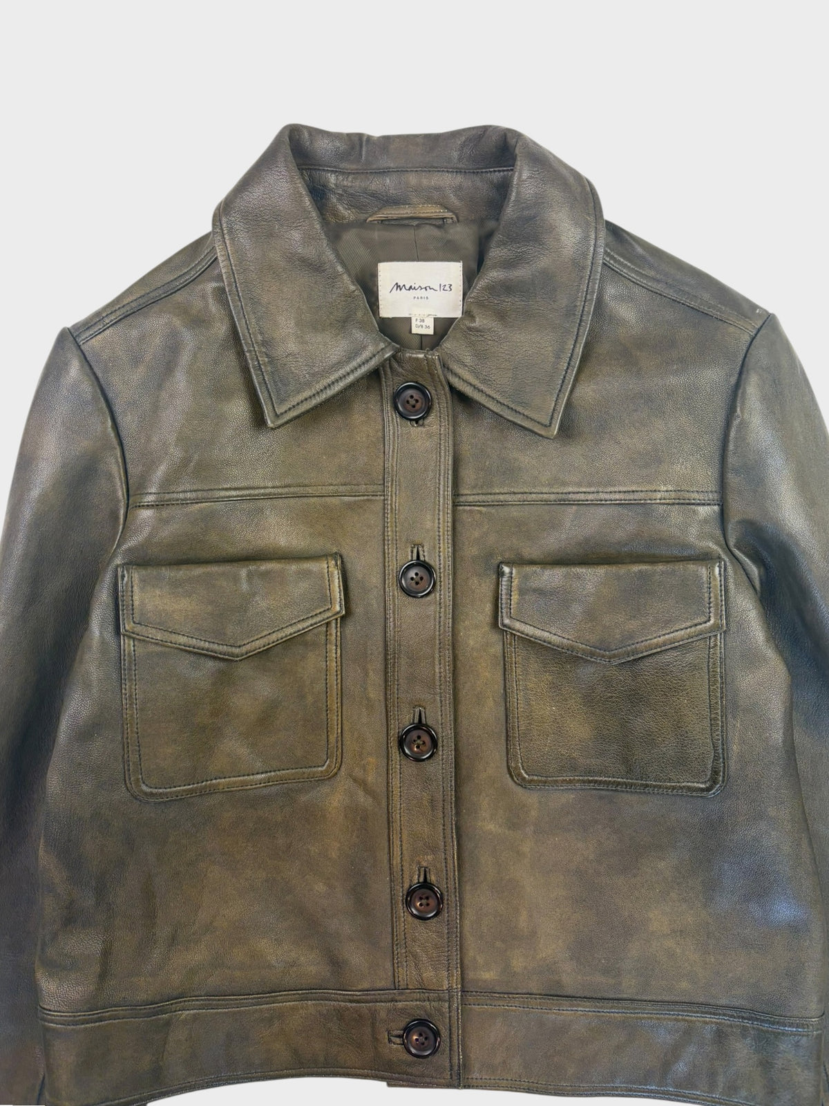 Maison 123 Leather Jacket, Size 38